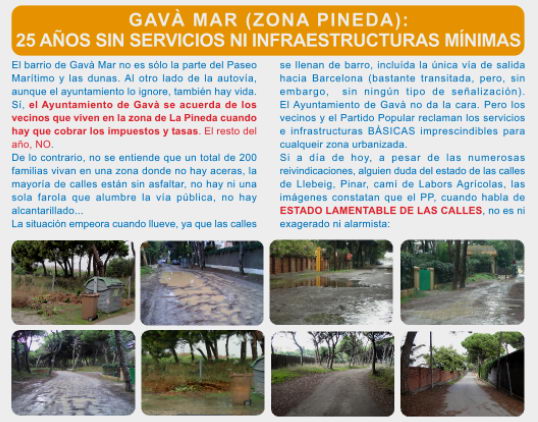 Not�cia publicada al n�mero 43 del 'Gav� Popular' sobre l'estat lamentable dels carrers de la banda muntanya de Gav� Mar (Desembre de 2009)